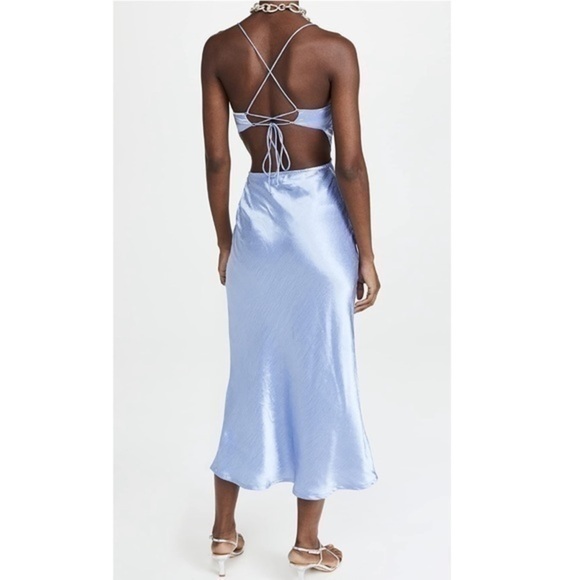 Blue Satin Slip Dress - Picture 4 of 7